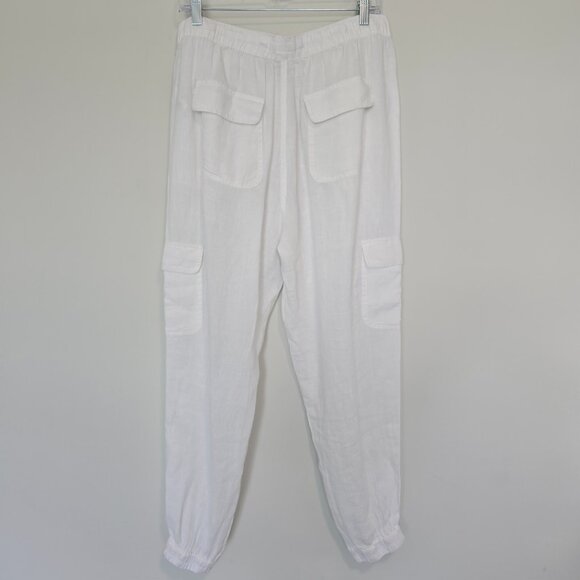 NWT Nicole Miller Cargo Jogger Linen Pants Size XL White - Picture 2 of 8